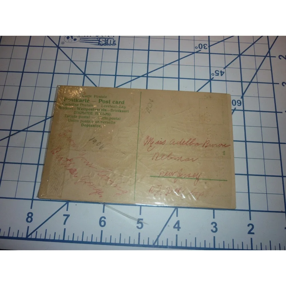 Antique 1906 Valentine‎ Postcard Embossed Gold Foil Victorian Couple Floral
